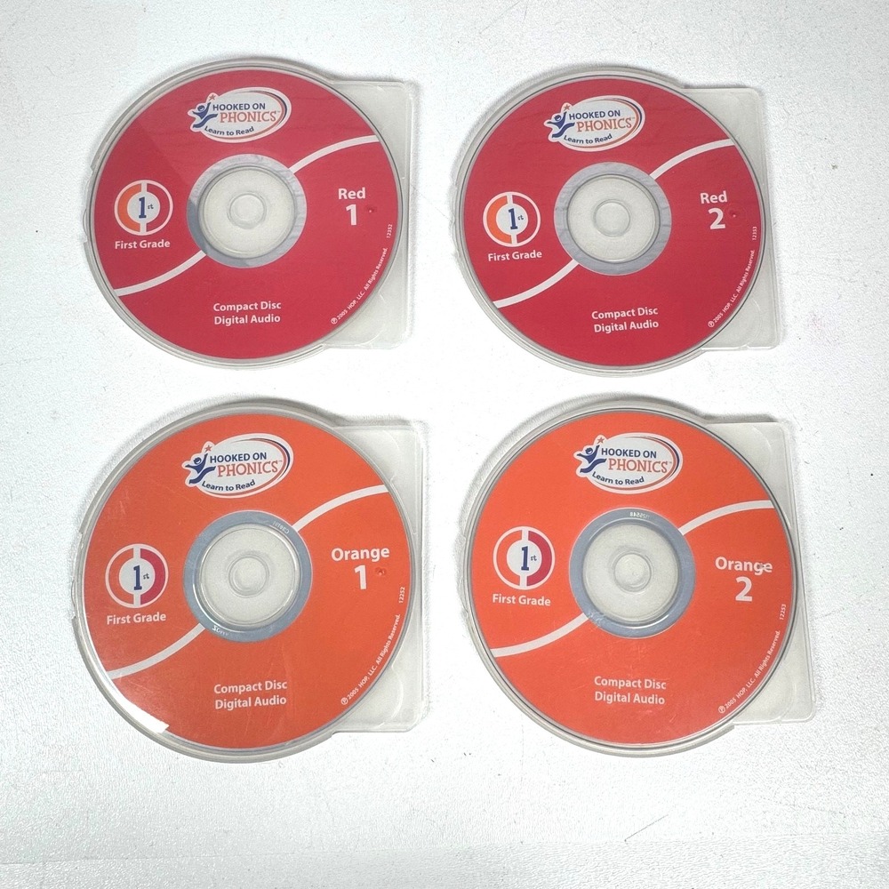 Hooked On Phonics Learn To Read First Grade Red #1 &2 and Orange #1&2 CDs Audio